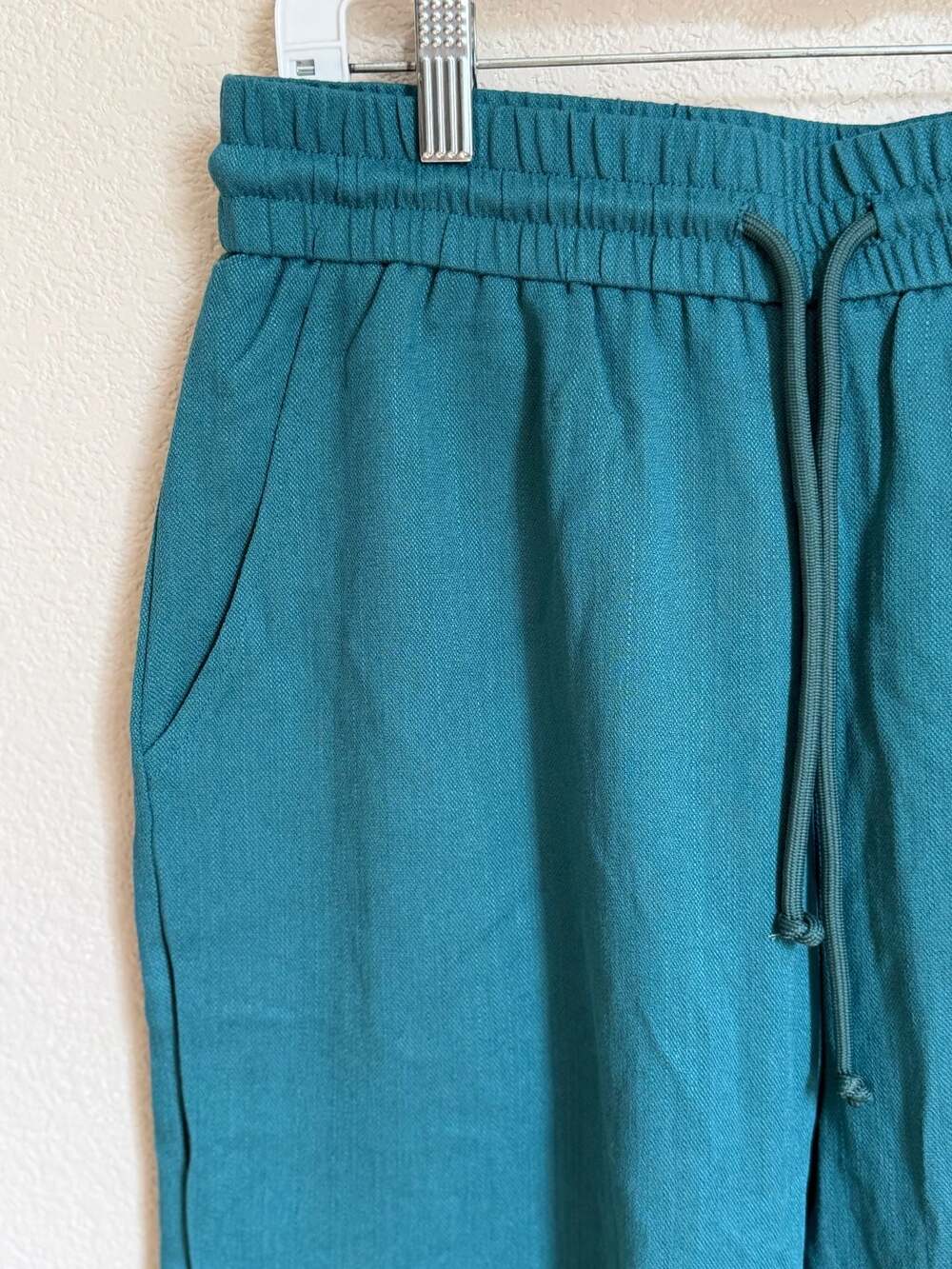 Halara High Waisted Drawstring Pocket Wide Leg Casual Linen-Feel Pants